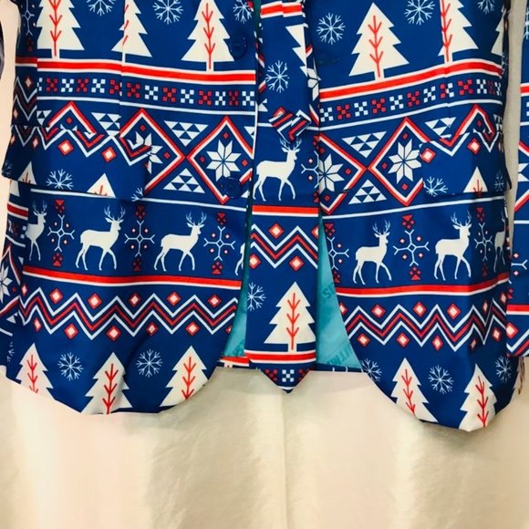 Men's Suitmeister Slim-Fit Nordic Christmas Blue Blazer - Picture 5 of 14